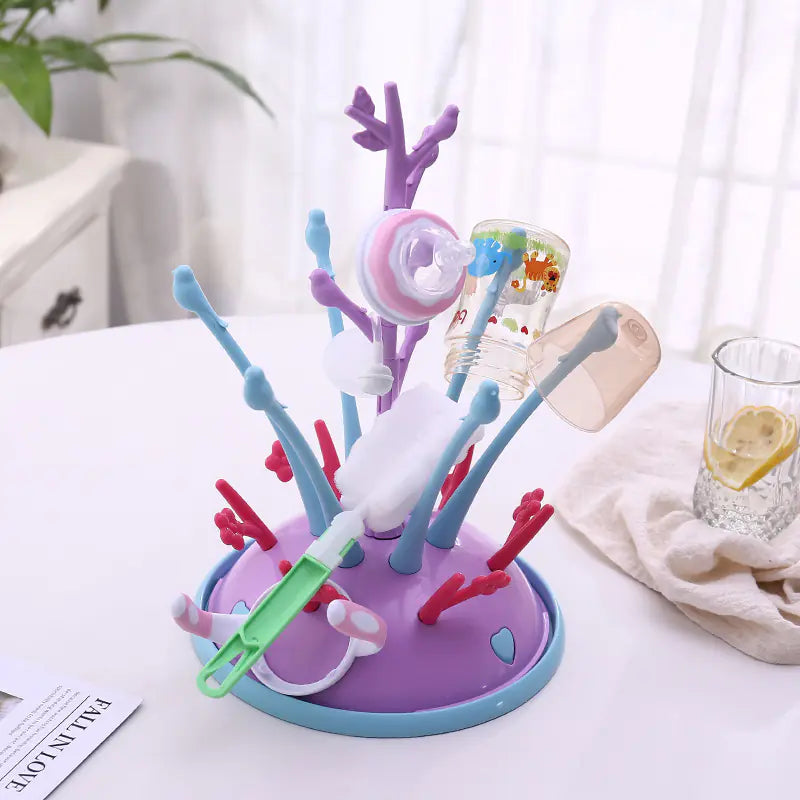 Baby Bottle Drying Rack with Tree Design Drainage System