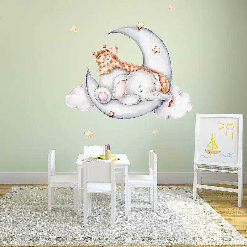 Elephant and Giraffe Wall Stickers for Kids' Rooms