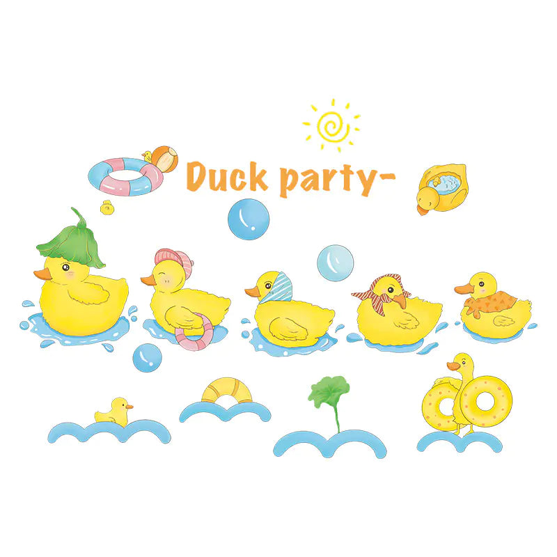 Cute Cartoon Yellow Duck Wall Stickers for Bathroom Decor