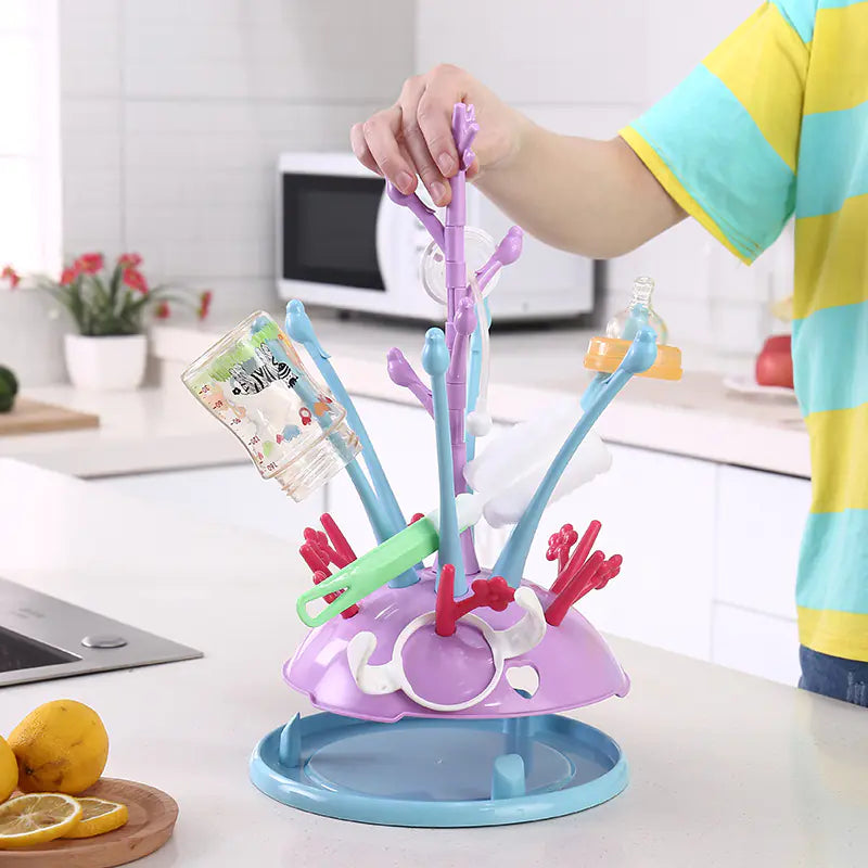 Baby Bottle Drying Rack with Tree Design Drainage System