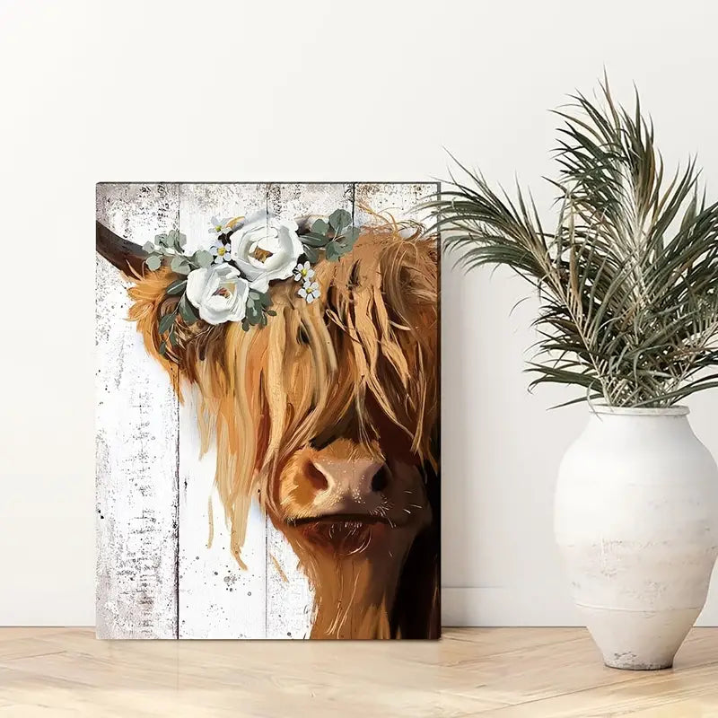 Frameless Fun Cow Canvas for Country Farmhouse Decor