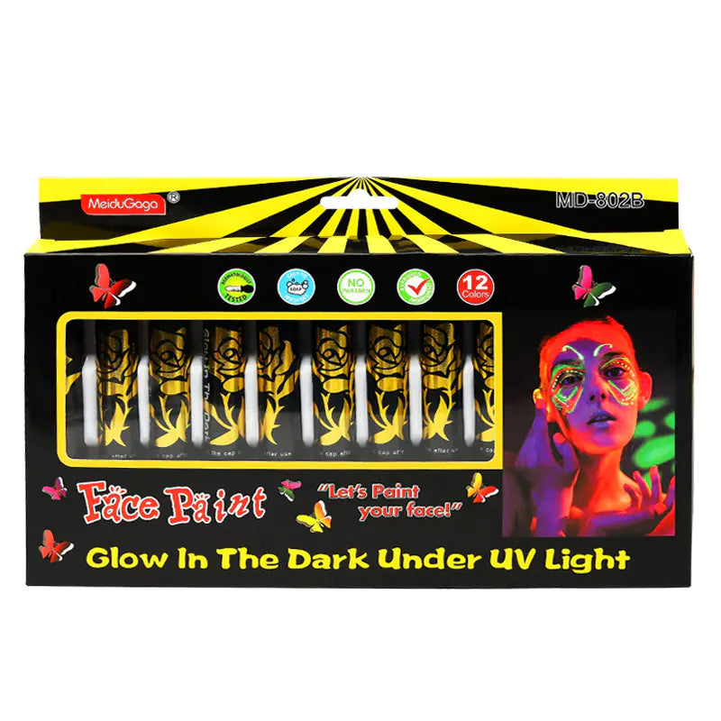 Glow-in-the-Dark Face Paint Crayon Set for Halloween