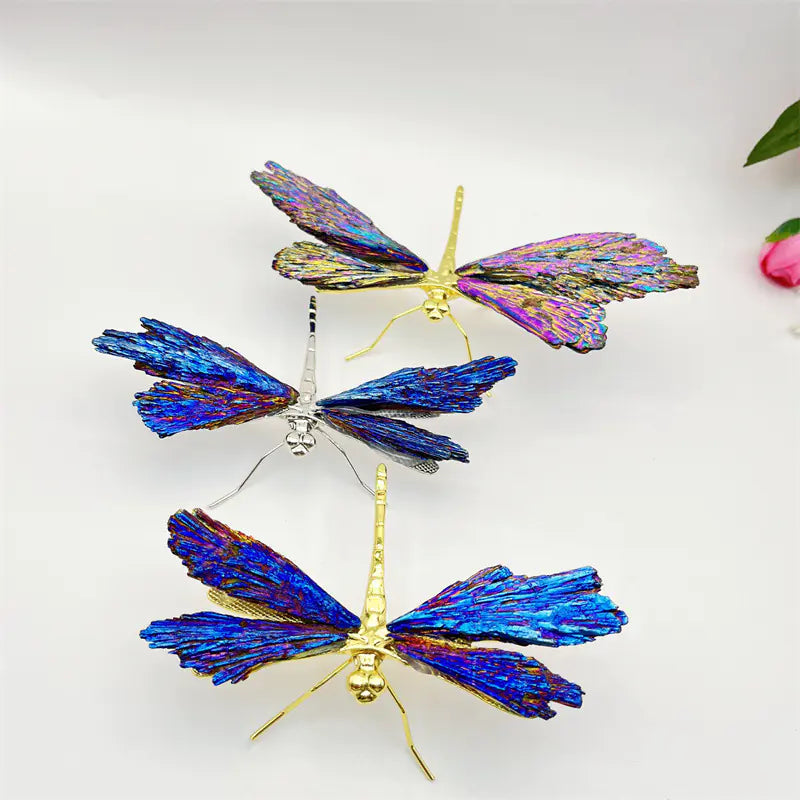 Colorful Electroplated Dragonfly Crystal Decor Piece
