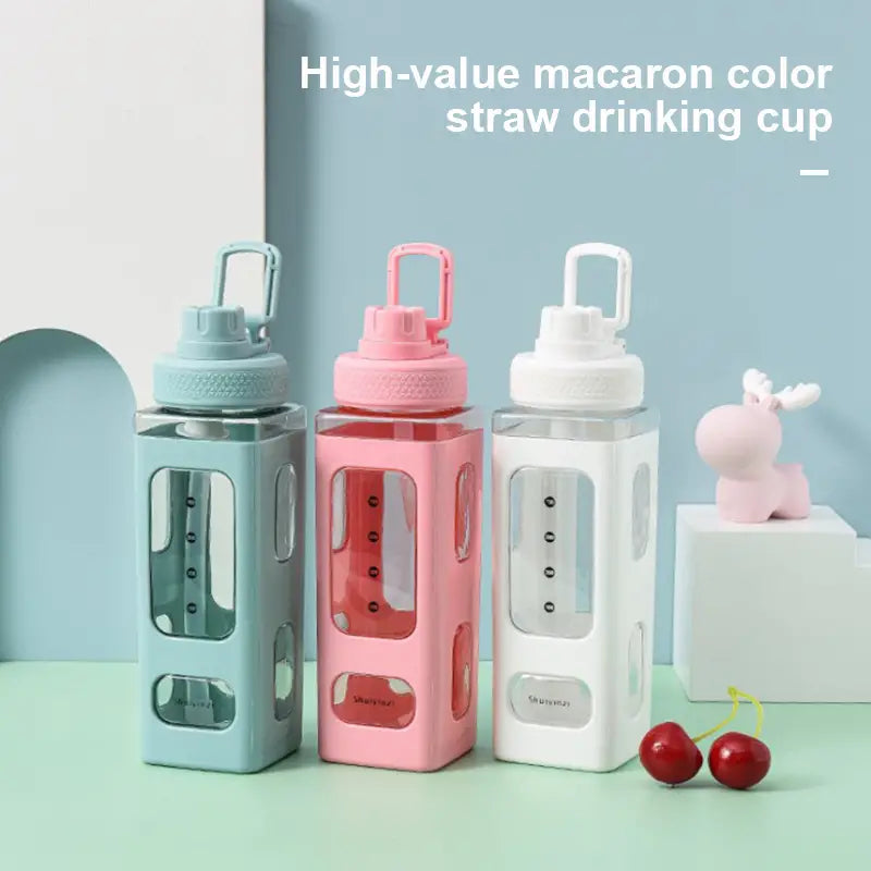 Outdoor Plastic Water Bottle with Straw, 800/1000ML