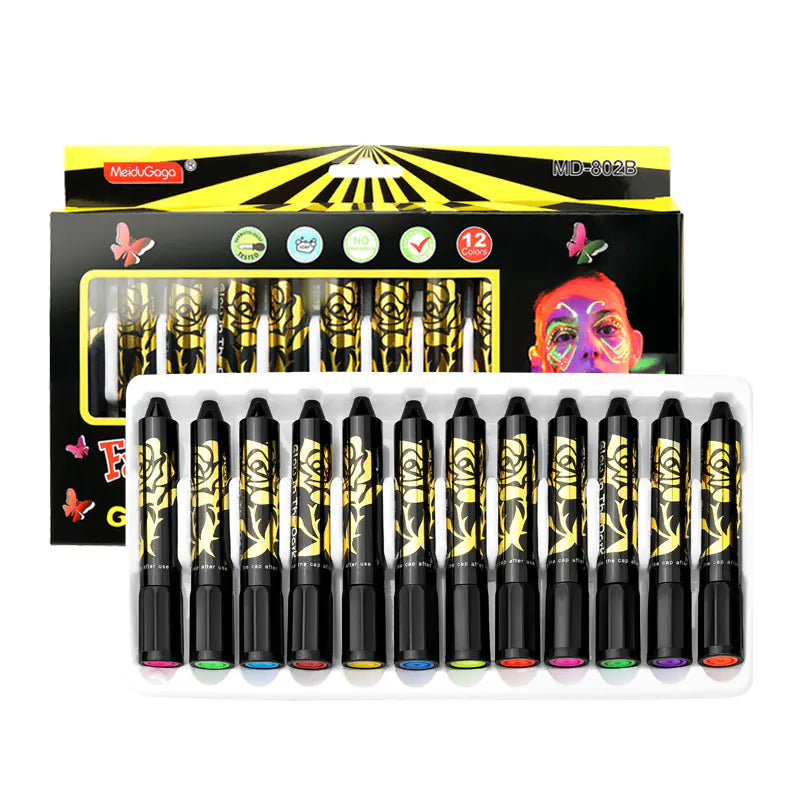 Glow-in-the-Dark Face Paint Crayon Set for Halloween