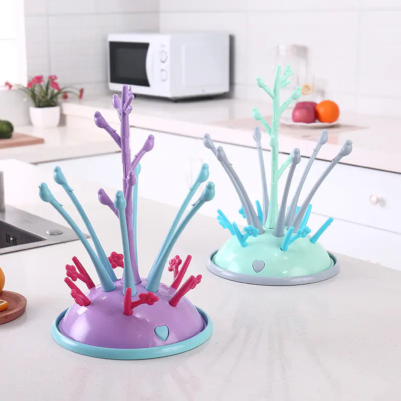Baby Bottle Drying Rack with Tree Design Drainage System
