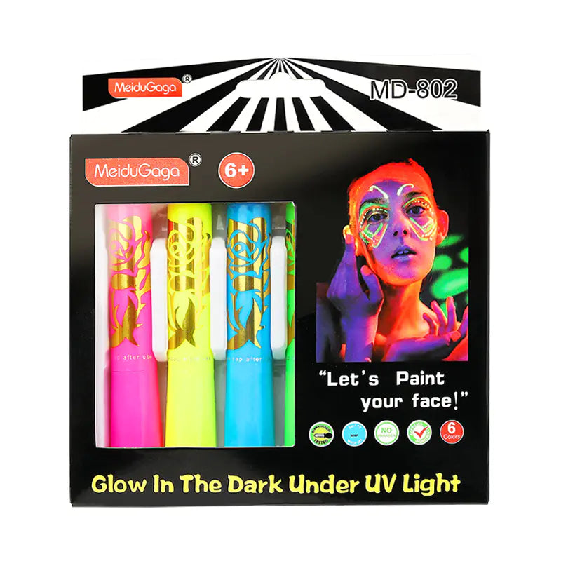 Glow-in-the-Dark Face Paint Crayon Set for Halloween