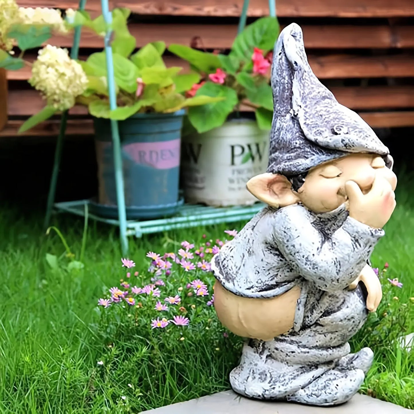 Naughty Garden Gnome Outdoor Statue Lawn Ornament Decor
