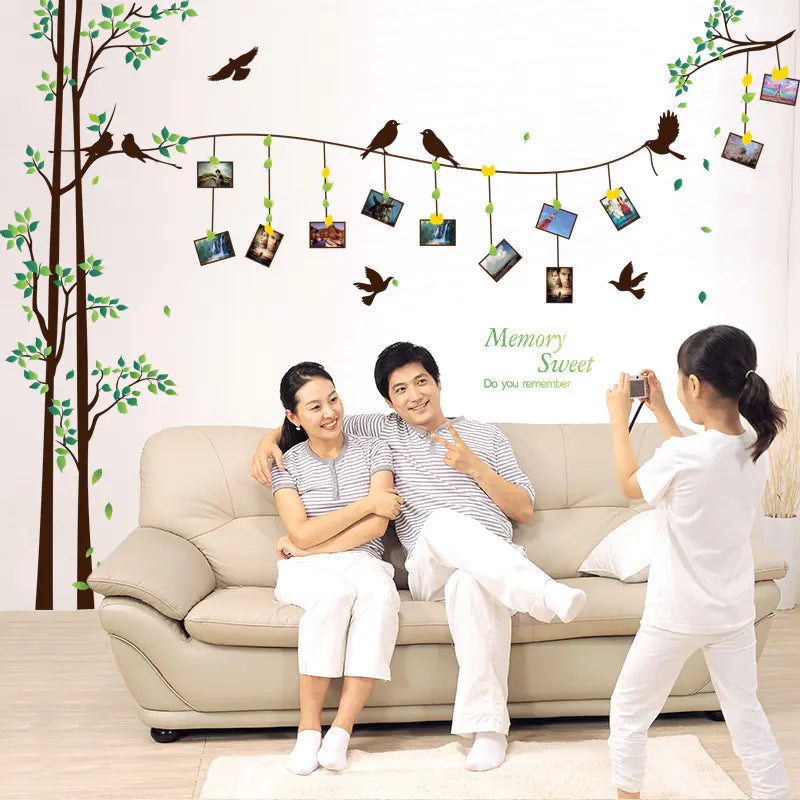 Bird Photo Tree Wall Decal for Living Room & Bedroom