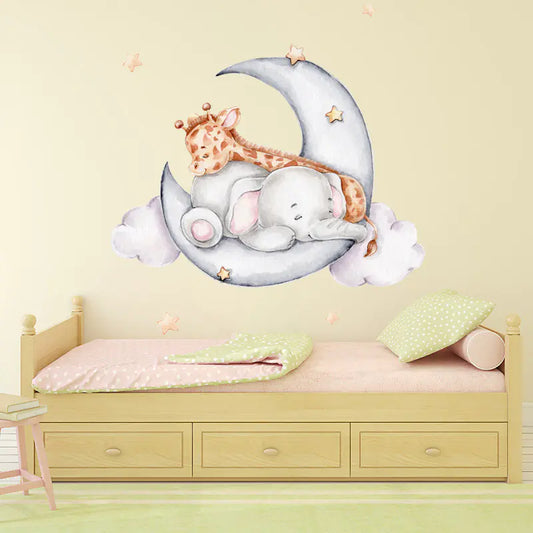 Elephant and Giraffe Wall Stickers for Kids' Rooms