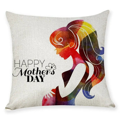 Mother's Day Linen Throw Pillowcase for Sofa (17.7in)