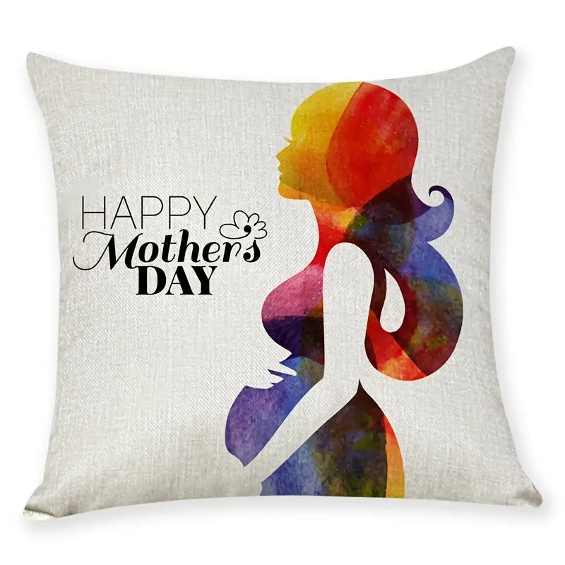 Mother's Day Linen Throw Pillowcase for Sofa (17.7in)