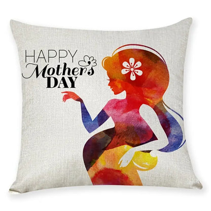 Mother's Day Linen Throw Pillowcase for Sofa (17.7in)