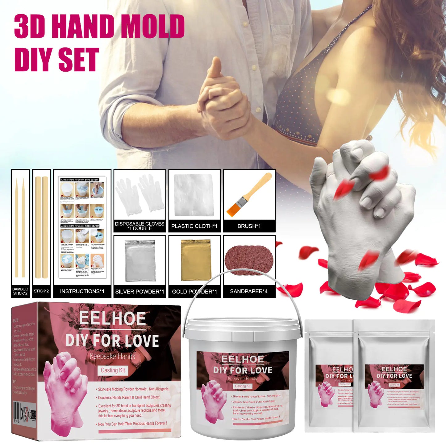 EELHOE 3D Hand Mold DIY Kit for Valentine's Gift