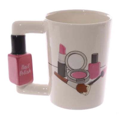 Cute Makeup Tools Ceramic Mug with Boot and Hairdryer