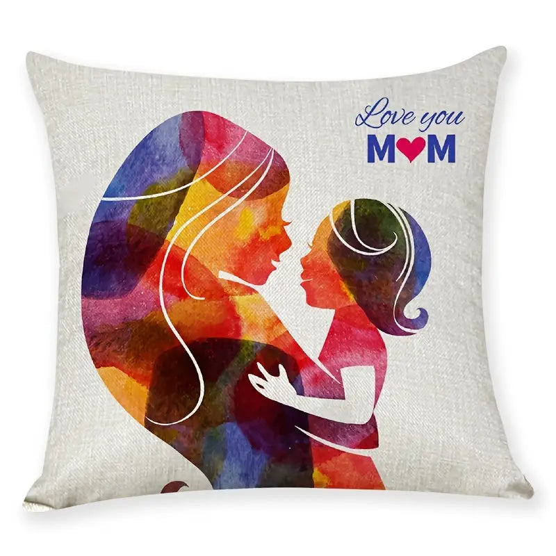 Mother's Day Linen Throw Pillowcase for Sofa (17.7in)