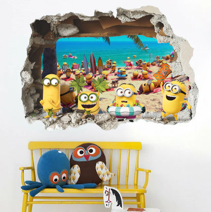 3D Cartoon Seaside Wall Stickers for Kids' Rooms