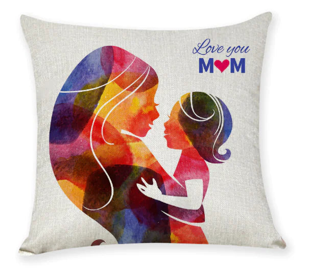 Mother's Day Linen Throw Pillowcase for Sofa (17.7in)