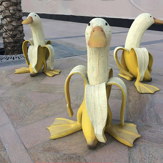 Vintage Banana Duck Garden Decor Sculpture for Home