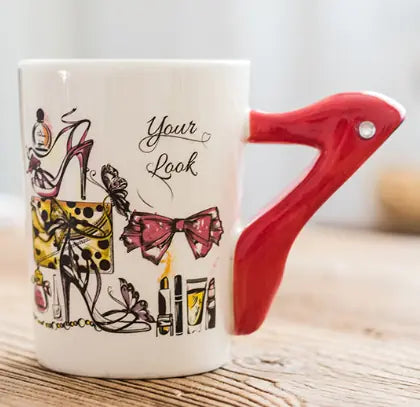 Cute Makeup Tools Ceramic Mug with Boot and Hairdryer