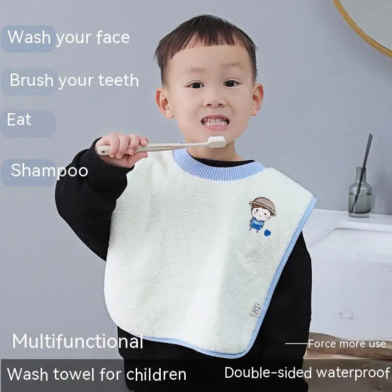 Embroidered Baby Bib and Wash Towel Set