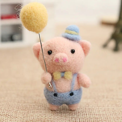 Wool Felt DIY Kit for Beginners - Handmade Piggy Dolls