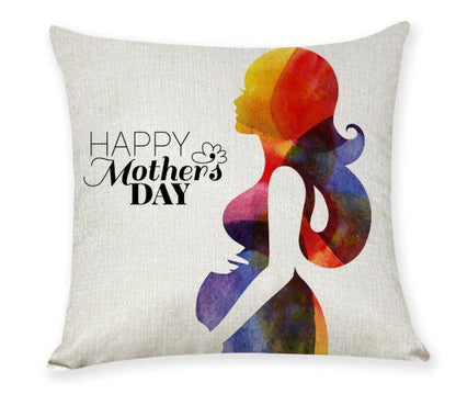 Mother's Day Linen Throw Pillowcase for Sofa (17.7in)
