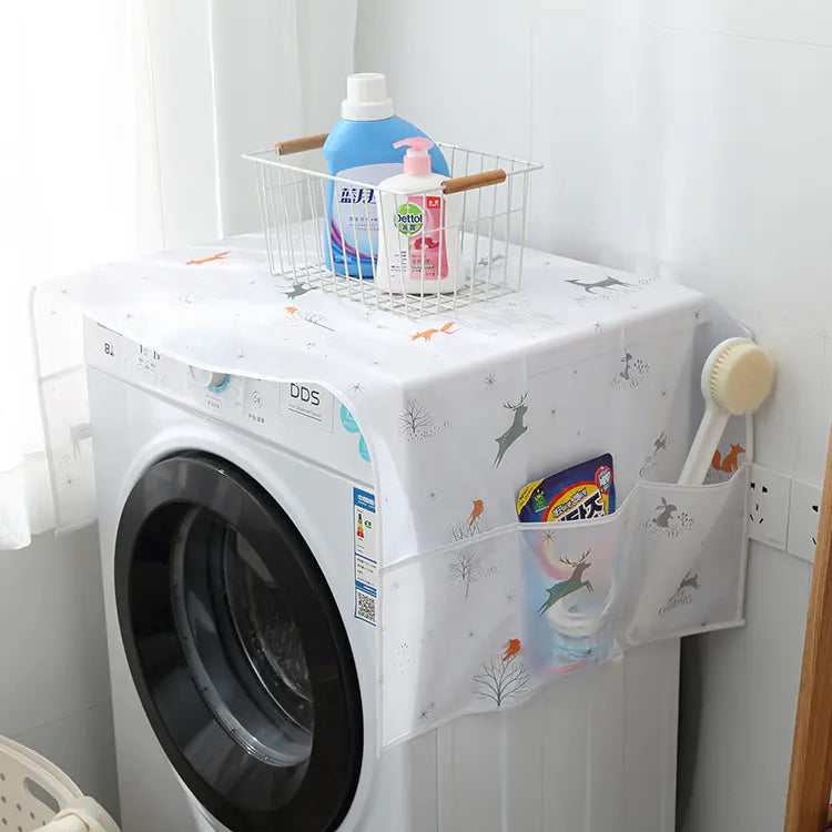 Waterproof PEVA Printed Refrigerator Cover with Pockets