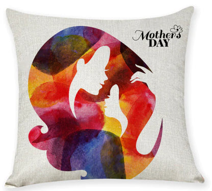 Mother's Day Linen Throw Pillowcase for Sofa (17.7in)