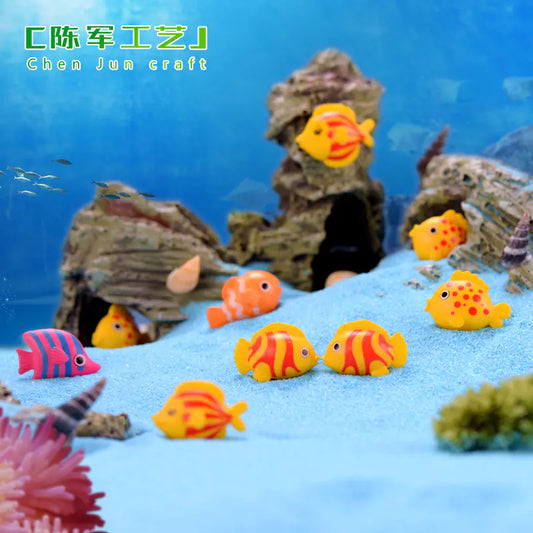 DIY Cartoon Fish Aquarium Decor Keychain Plastic Craft