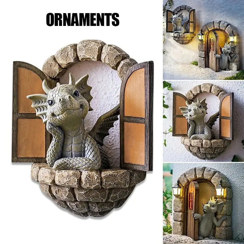 Cute Little Dragon Dinosaur Resin Garden Decoration