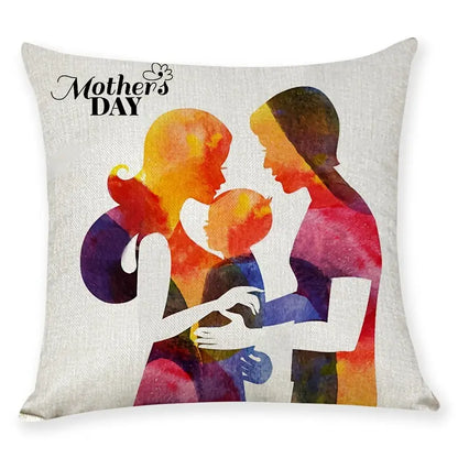 Mother's Day Linen Throw Pillowcase for Sofa (17.7in)