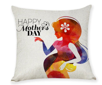 Mother's Day Linen Throw Pillowcase for Sofa (17.7in)