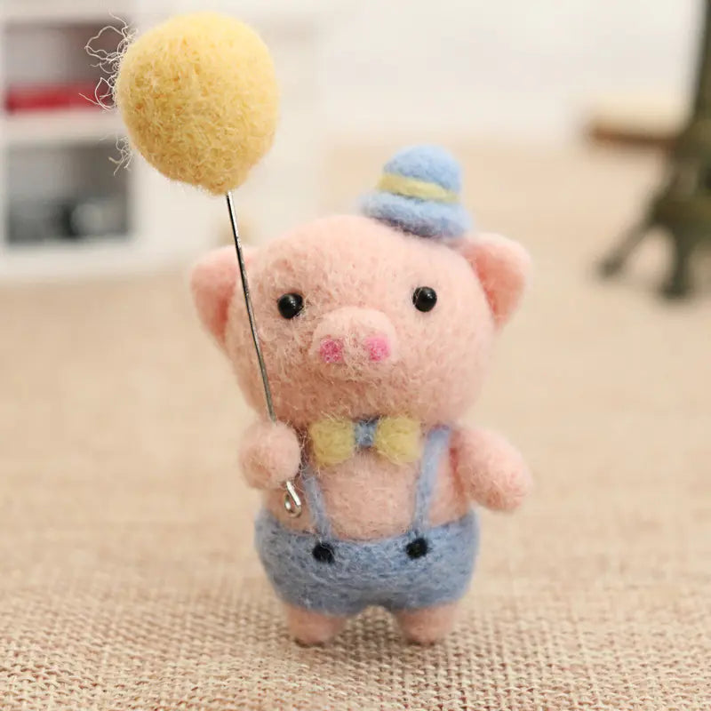 Wool Felt DIY Kit for Beginners - Handmade Piggy Dolls