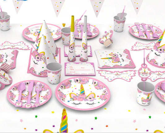 Pink Unicorn Birthday Party Decoration Set (16 Pieces)