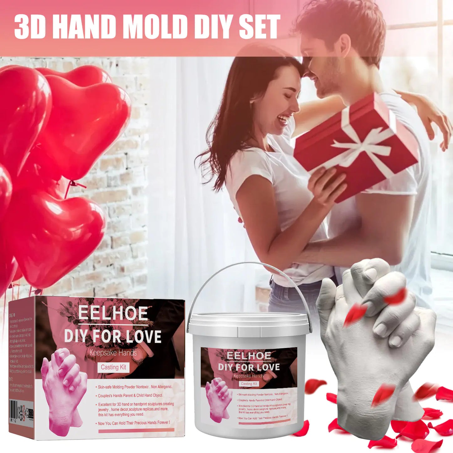 EELHOE 3D Hand Mold DIY Kit for Valentine's Gift