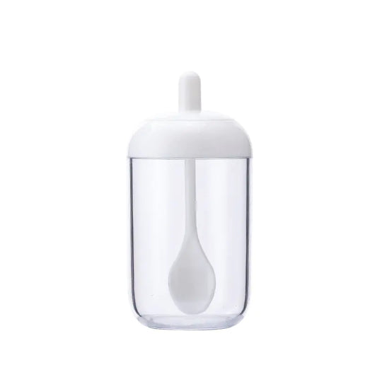 Simple Round Kitchen Seasoning Jar with Spoon and Lid