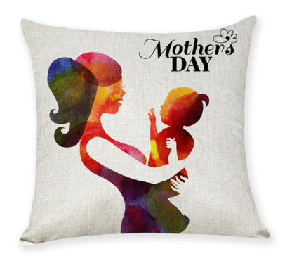 Mother's Day Linen Throw Pillowcase for Sofa (17.7in)
