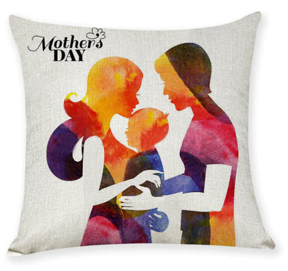 Mother's Day Linen Throw Pillowcase for Sofa (17.7in)