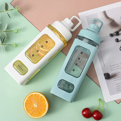Outdoor Plastic Water Bottle with Straw, 800/1000ML