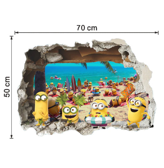 3D Cartoon Seaside Wall Stickers for Kids' Rooms