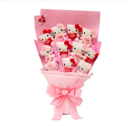 Hello Kitty Cartoon Bouquet with Plush and Fake Flowers