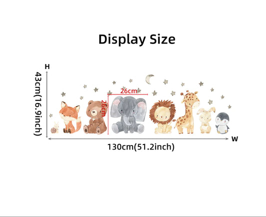 Cute Africa Animals Watercolor Wall Stickers Set