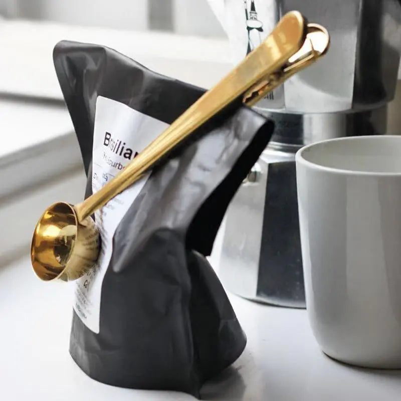 2-in-1 Spoon Clip, Brass Stainless Steel Sealing Clip