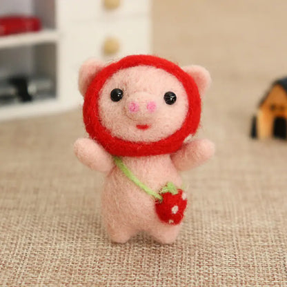 Wool Felt DIY Kit for Beginners - Handmade Piggy Dolls