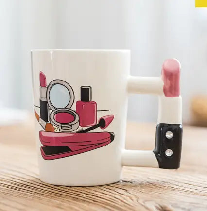 Cute Makeup Tools Ceramic Mug with Boot and Hairdryer